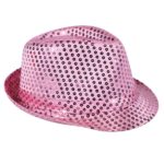 Chapéu fedora lantejoulas rosa