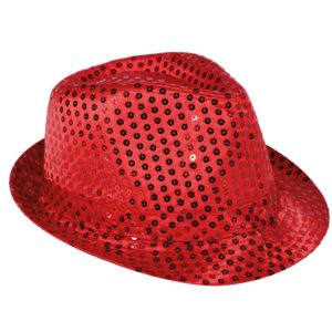 Chapéu fedora lantejoulas vermelho