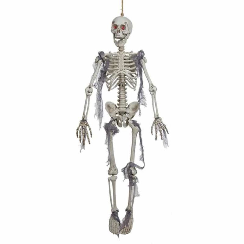 Esqueleto pendurado com luz 91x24x11 cm.