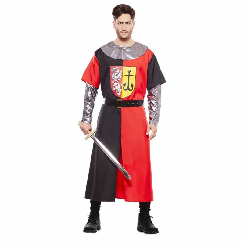 Fato Cruzado Medieval Vermelho e Preto