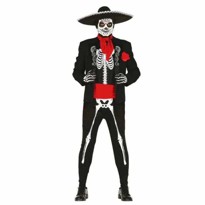 Fato Esqueleto Dia dos Mortos Mexicano para Homem