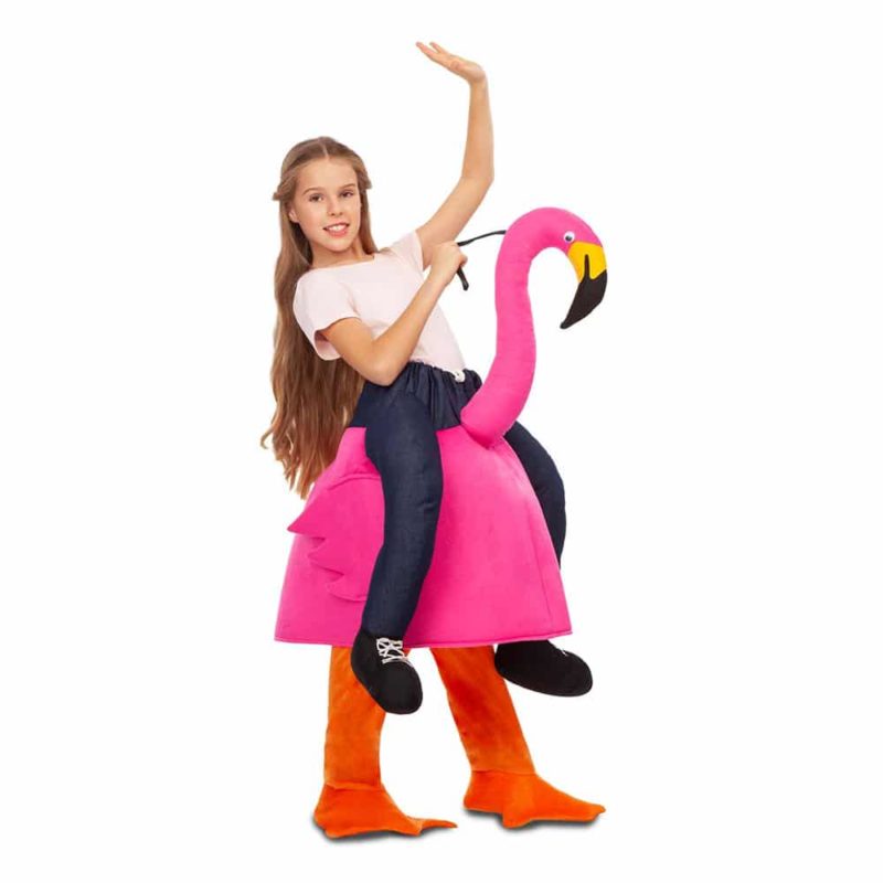 Fato Flamingo Rosa Ás Costas  7-9 Anos