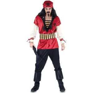 Fato Pirata do Caribe Vermelho Adulto